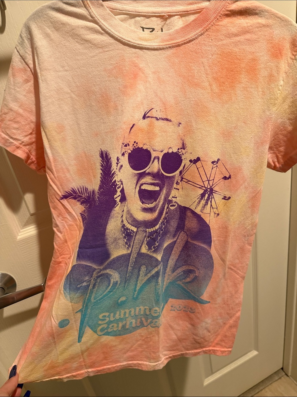 pink p!nk Summer Carnival Tie-Dye Graphic Tee - Pink Orange